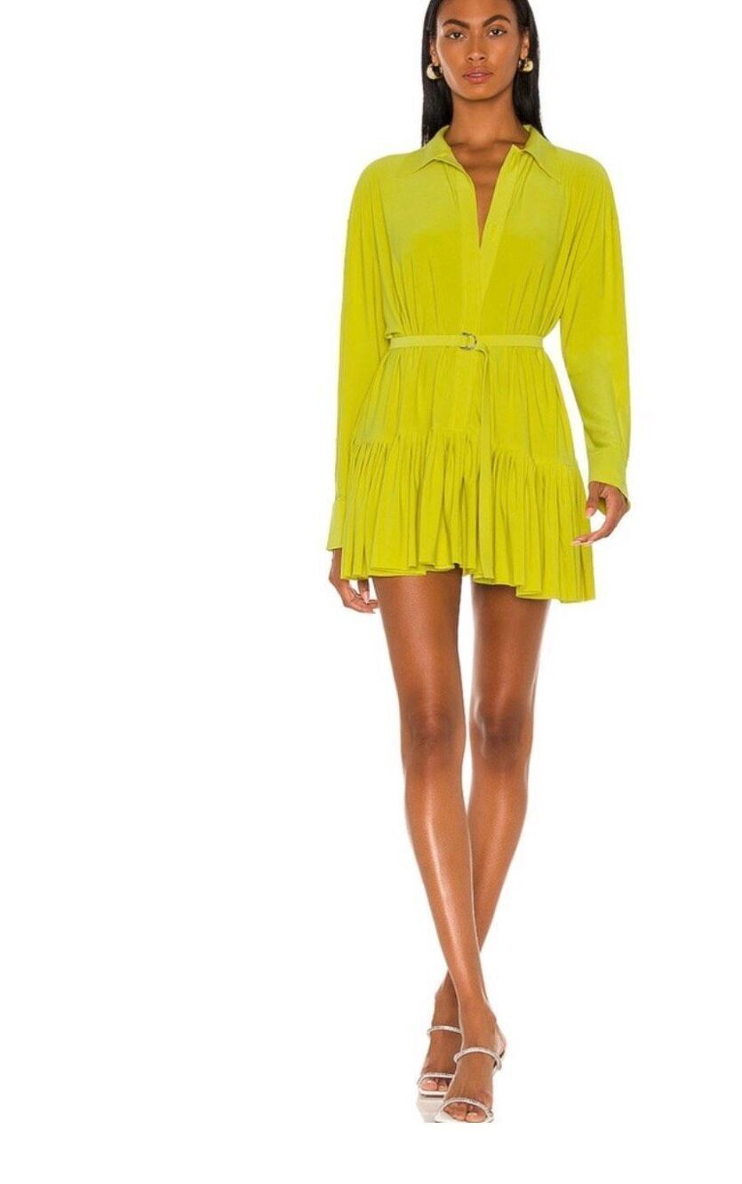 Norma Kamali REVOLVE Oversized Boyfriend Shirt Mini Dress spring green, size XS